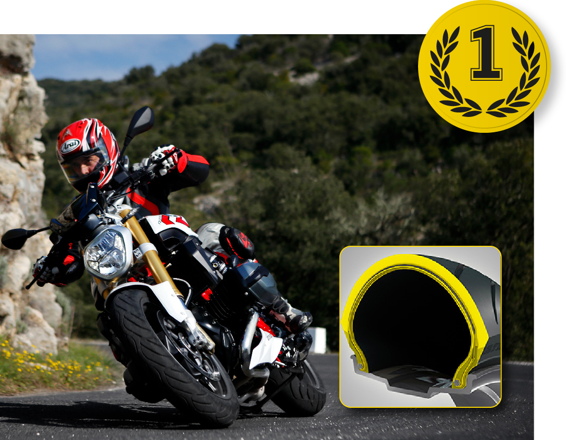 El neumático RoadSmart III de Dunlop en una BMW R1200 R, el n.º 1 en maniobrabilidad siendo nuevo