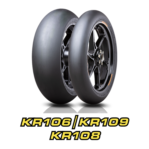 Dunlop KR106/KR108 track tyre packshot and logo